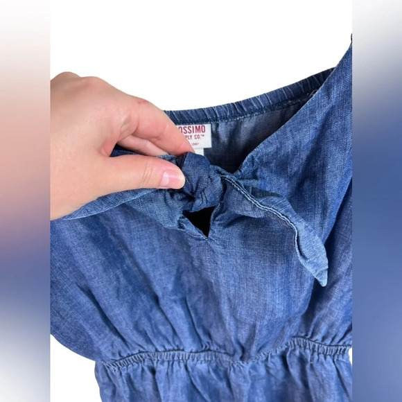 Mossimo • Chambray Tie Front Knot Romper - Picture 5 of 10